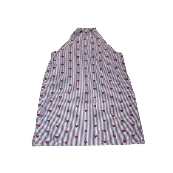 J. Crew Heart Pajama Dress Womens L Blue Red Sleepwear Nighttime - Picture 9 of 10